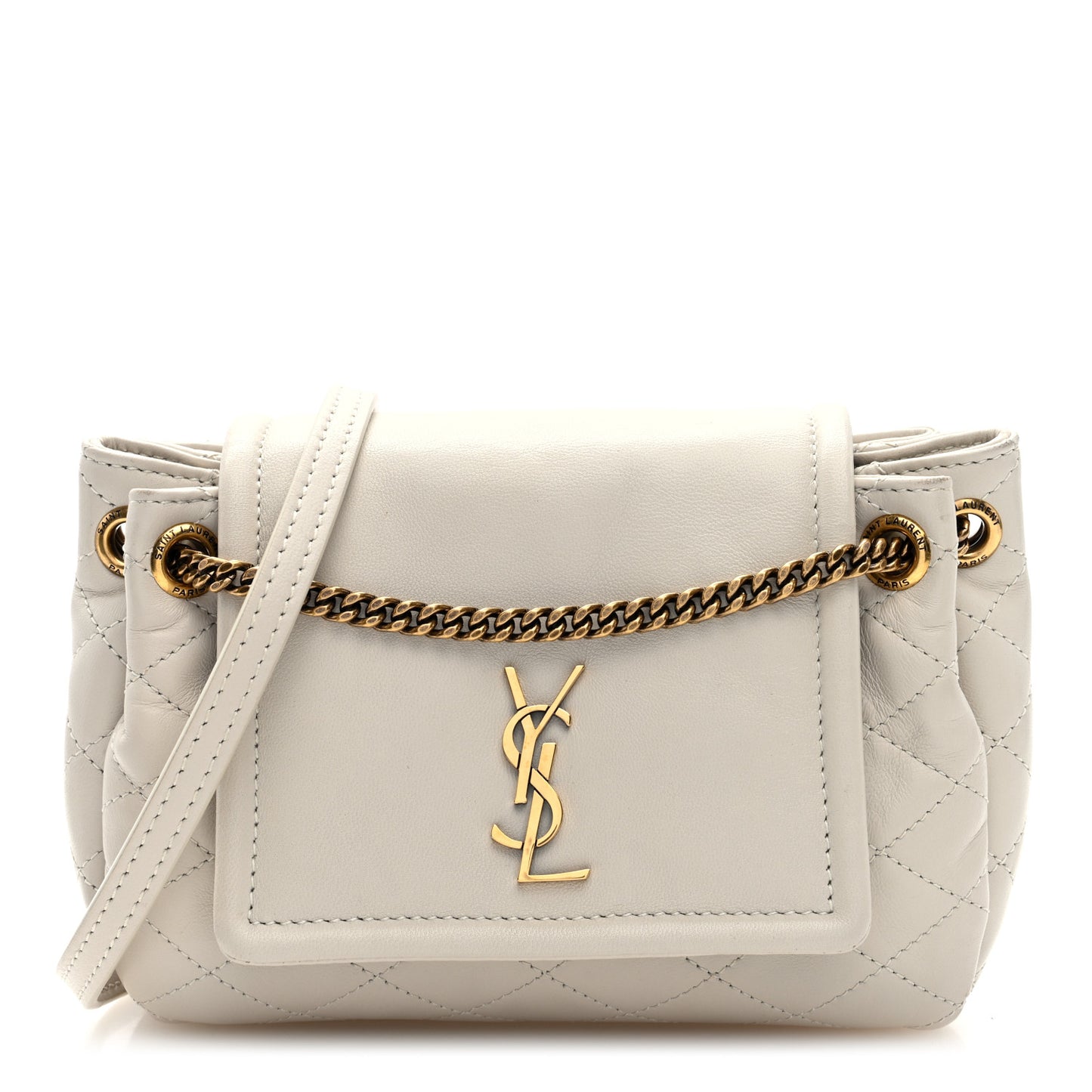 Lambskin Quilted Monogram Mini Nolita Crema Soft