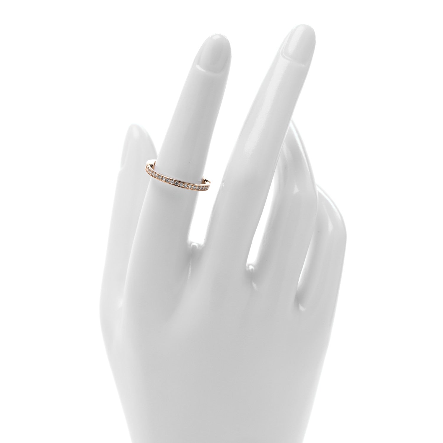 Tiffany 18K Rose Gold Diamond Lock Ring 55 7.25 2 of 6