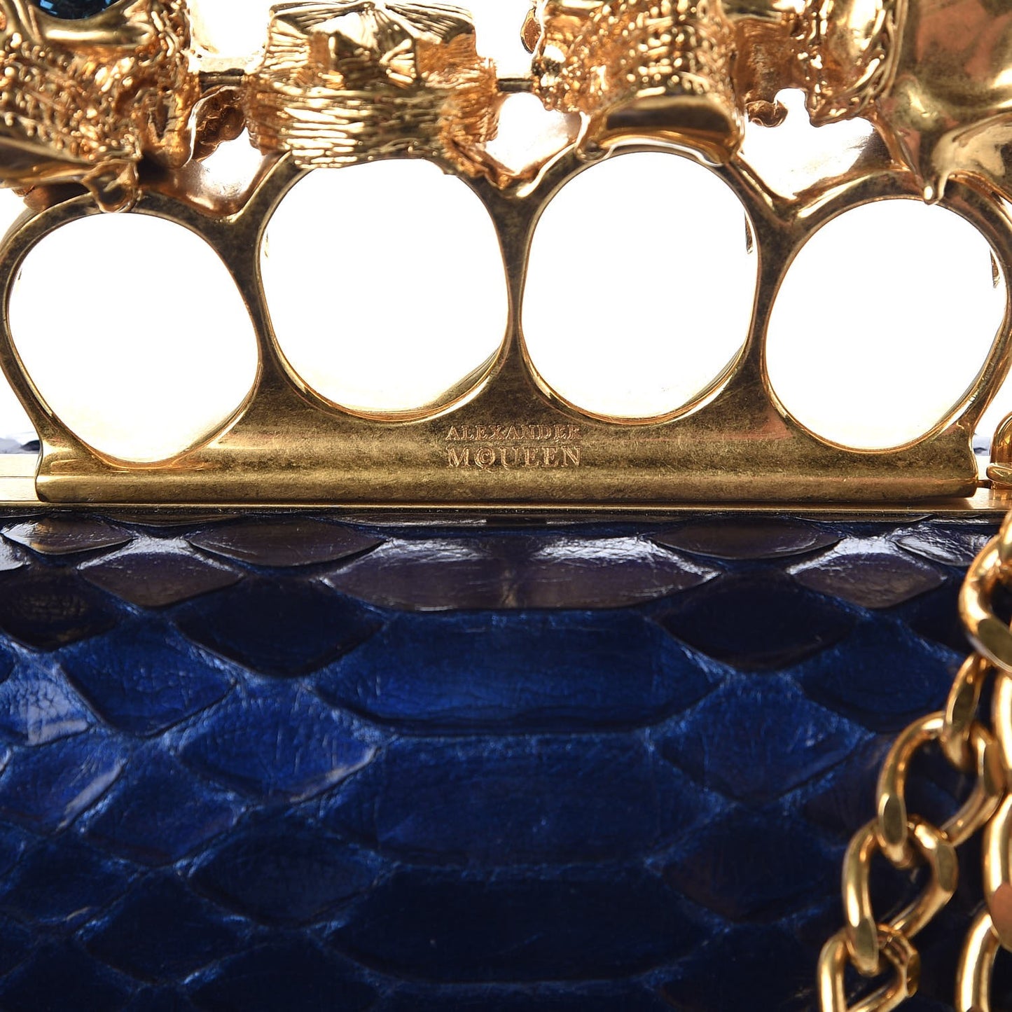 Python Knuckle Box Clutch Blue