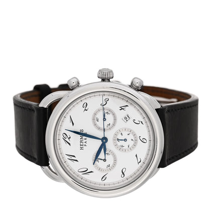 Hermes Stainless Steel Barenia 43mm Arceau Chronograph Automatic Watch Noir 1 of 7