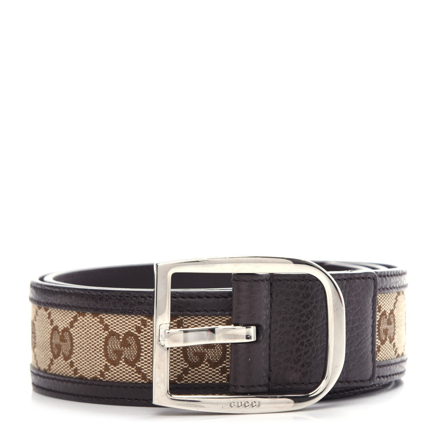 Gucci Monogram Dollar Calfskin 40mm Belt 85 34 Beige Ebony Testa di Moro 1 of 5