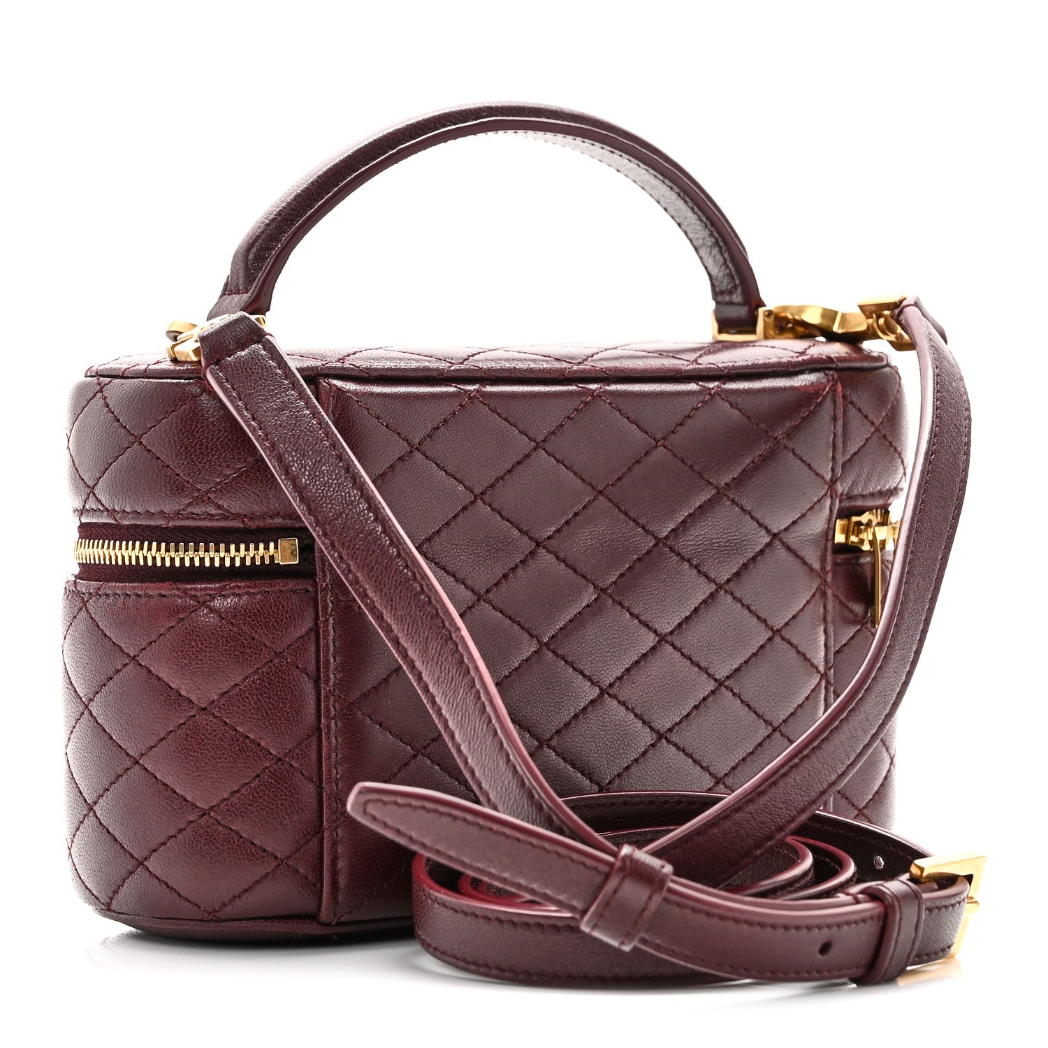 Saint Laurent Lambskin Quilted Mini Gaby Vanity Case Rouge Cabernet 3 of 9