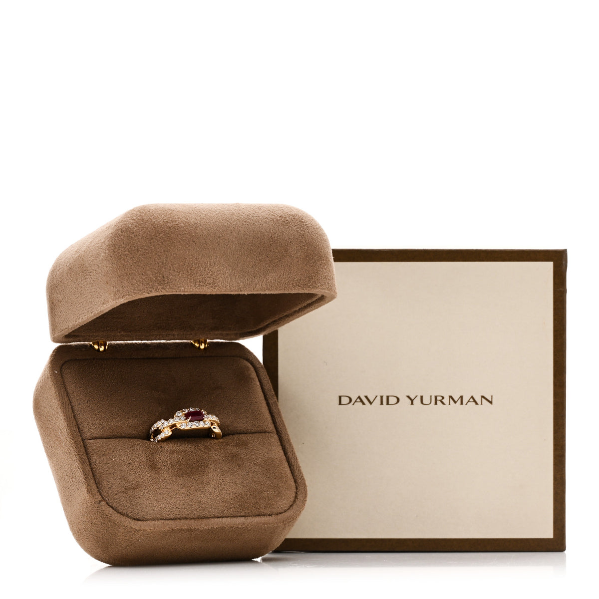 18K Yellow Gold Ruby Diamond 7mm Stax Chain Link Ring 52 6
