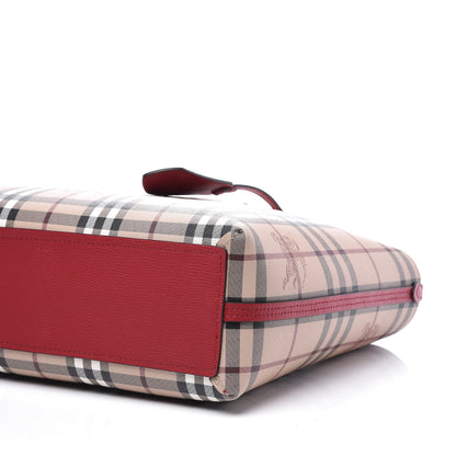 Burberry Grainy Calfskin Haymarket Check Small Reversible Tote Red 6 of 10