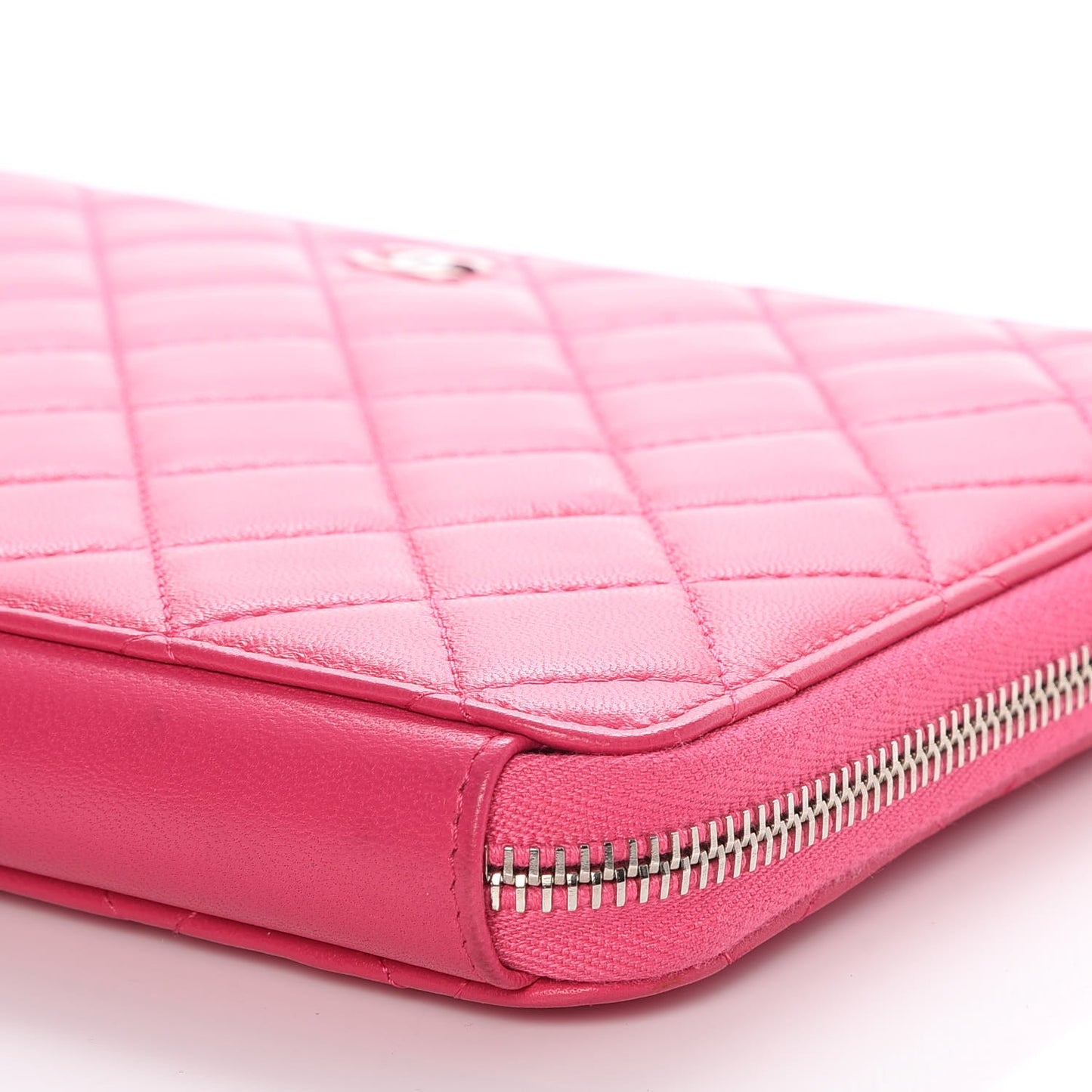Lambskin Quilted Travel Case Pink