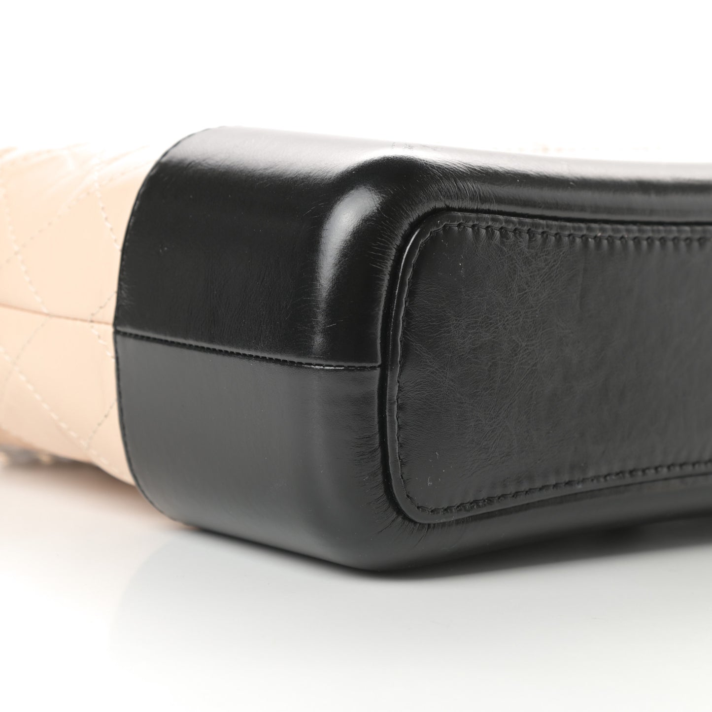 Aged Calfskin Quilted Medium Gabrielle Hobo Beige Black