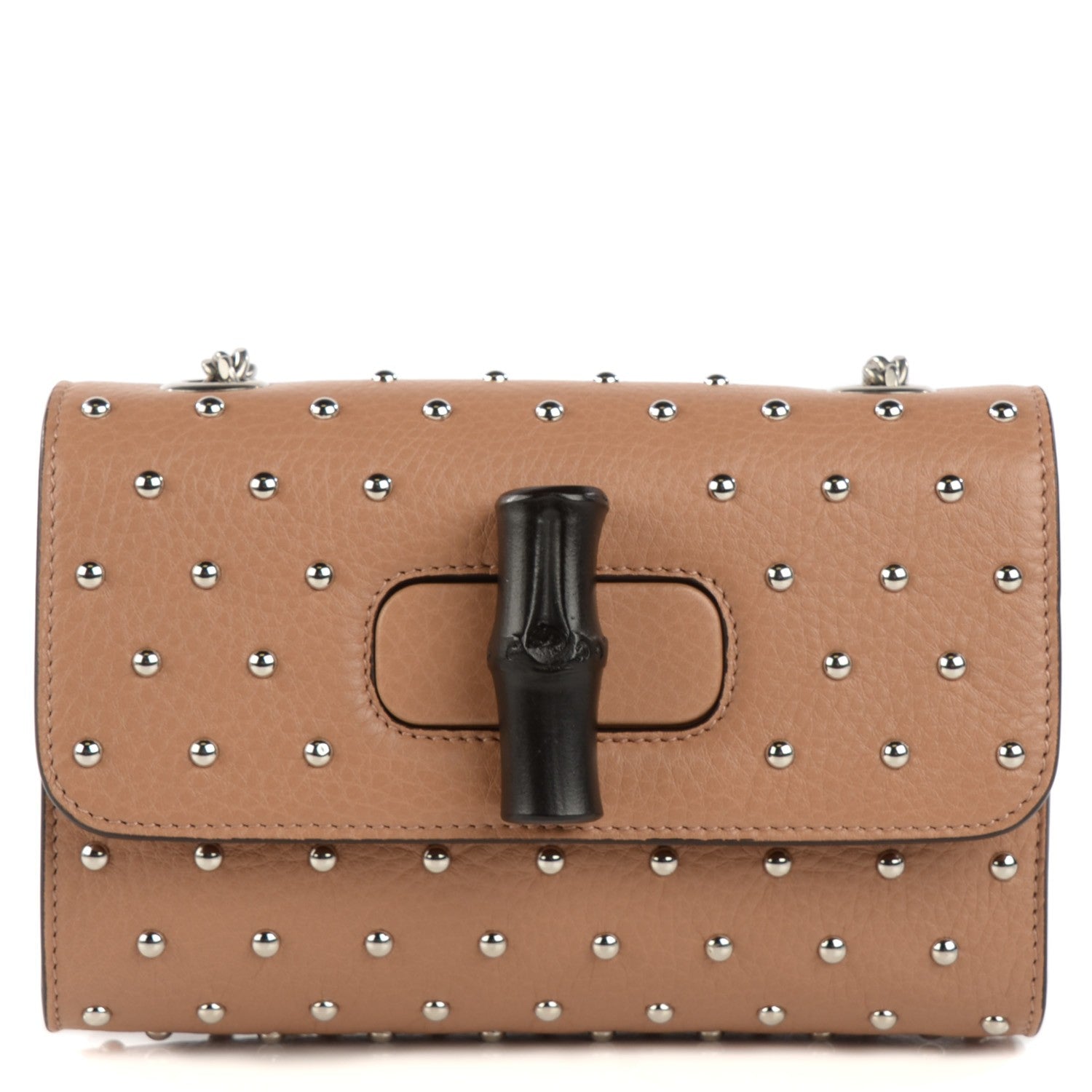 Gucci Calfskin Studded Small Miss Bamboo Shoulder Bag Camelia 1 of 7