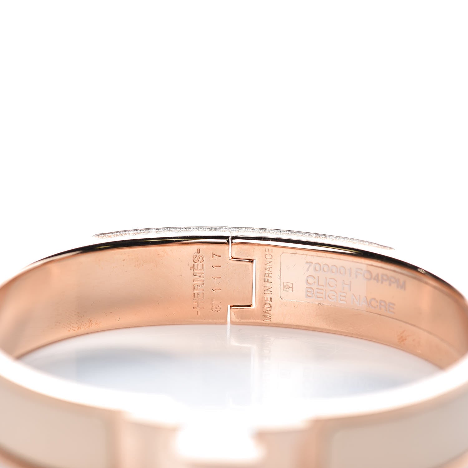 Hermes Enamel Narrow Clic Clac H Bracelet PM Beige Nacre 4 of 6