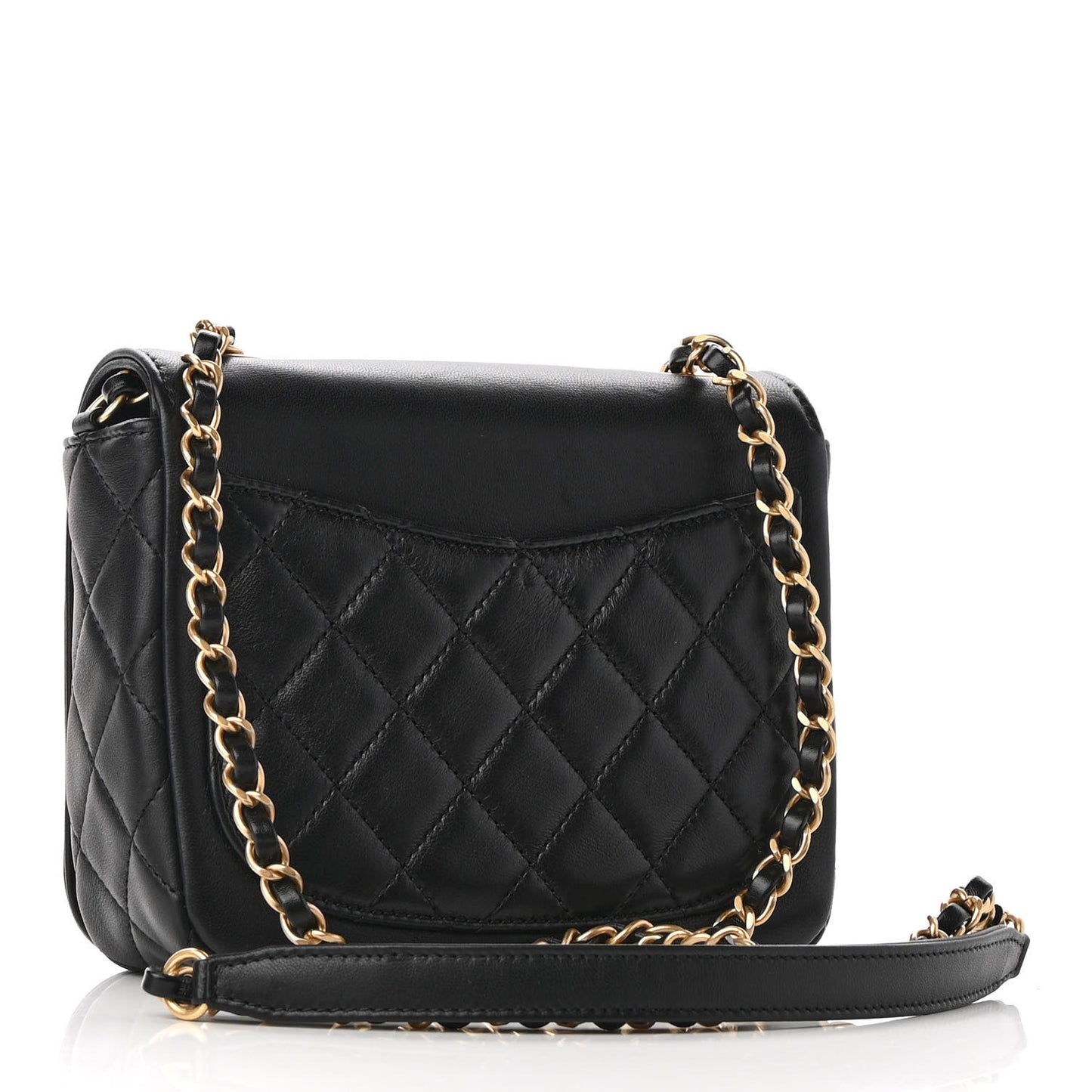 Lambskin Quilted Lucky Charms CC Crossbody Messenger Flap Black