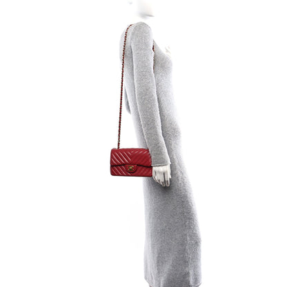 Chanel Lambskin Chevron Quilted Mini Rectangular Flap Red 2 of 15