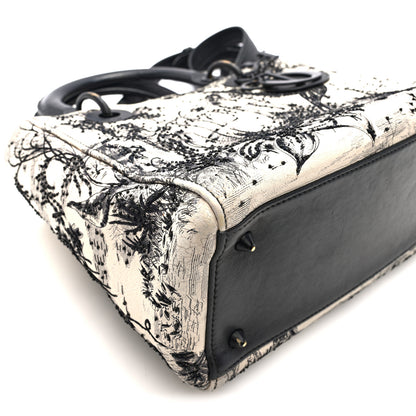 Christian Dior Calfskin Toile de Jouy Carnivora Medium Lady Dior White Black 8 of 9