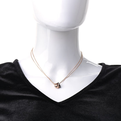 Cartier 18K Pink Gold Ceramic Diamond Three Ring LOVE Pendant Necklace 2 of 6