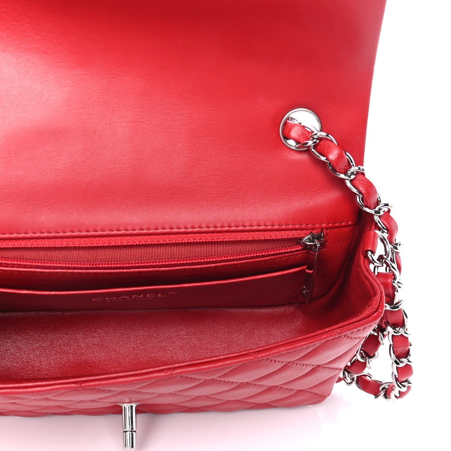 Chanel Lambskin Quilted Mini Rectangular Flap Red 4 of 4