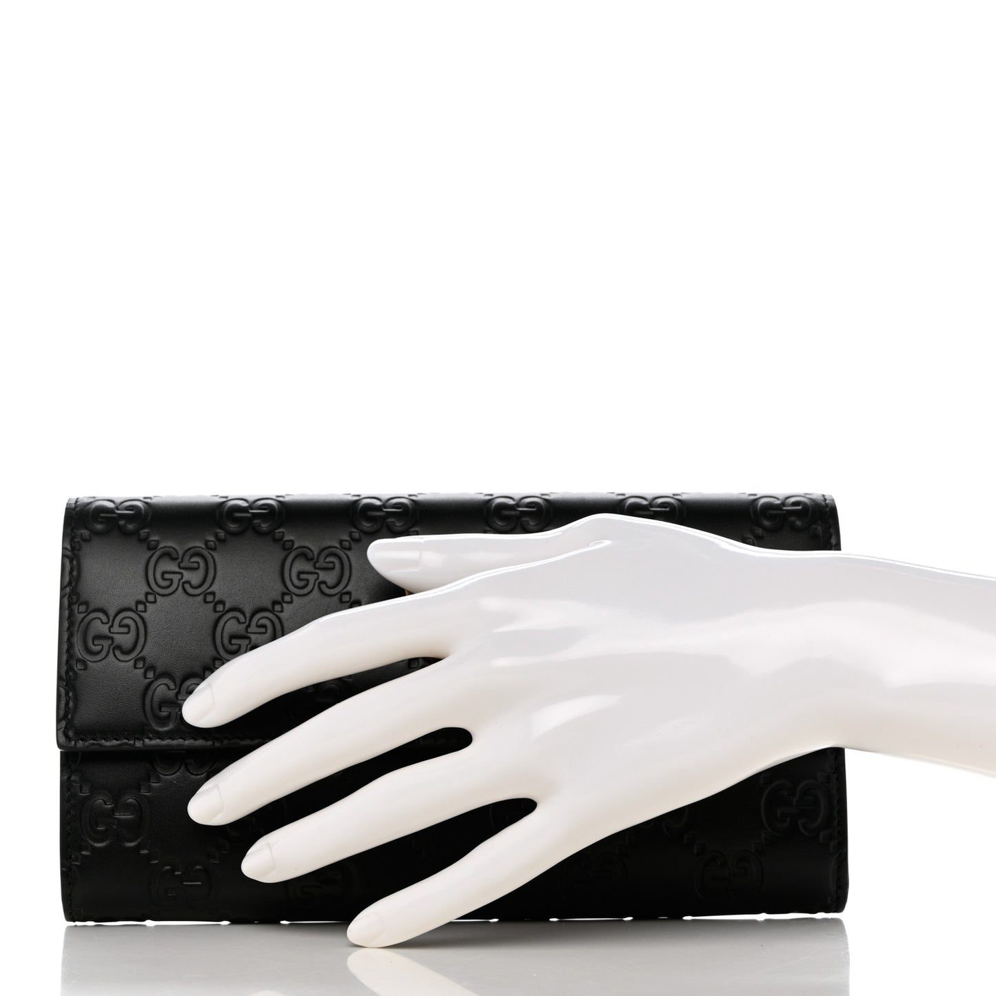 Guccissima Signature Crystal Cat Flap Wallet Black