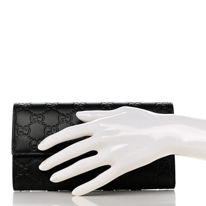 Gucci Guccissima Signature Crystal Cat Flap Wallet Black 2 of 9