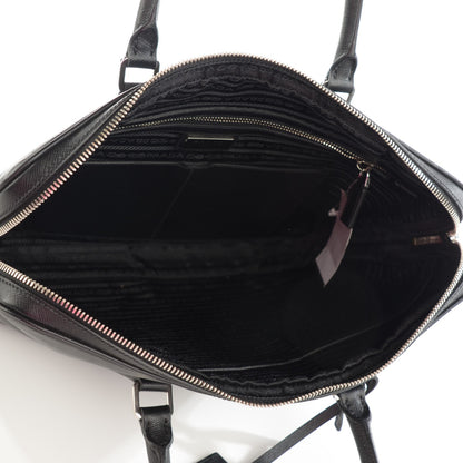 Prada Saffiano Slim Travel Briefcase with Shoulder Strap Nero Black 5 of 8
