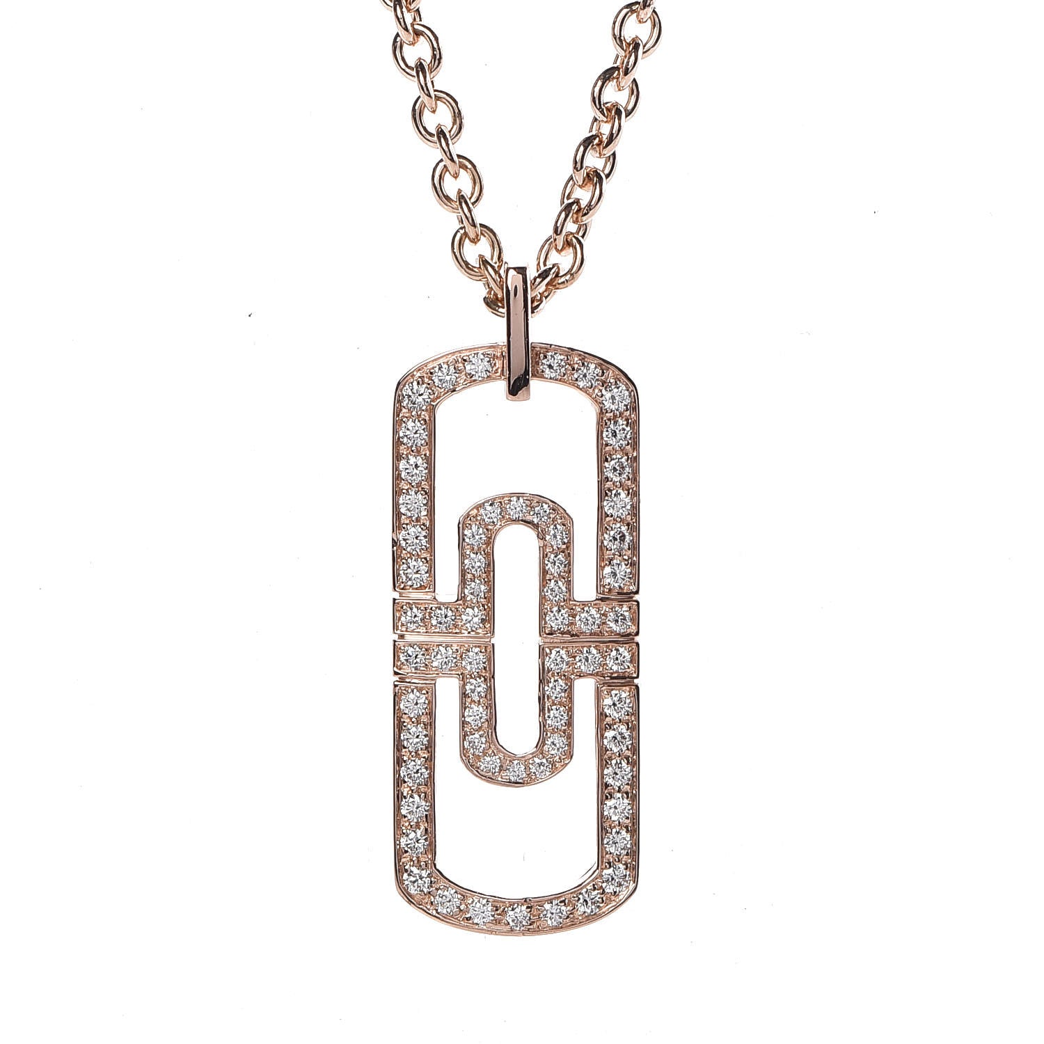 Bulgari 18K Rose Gold Diamond Parentesi Necklace 4 of 6