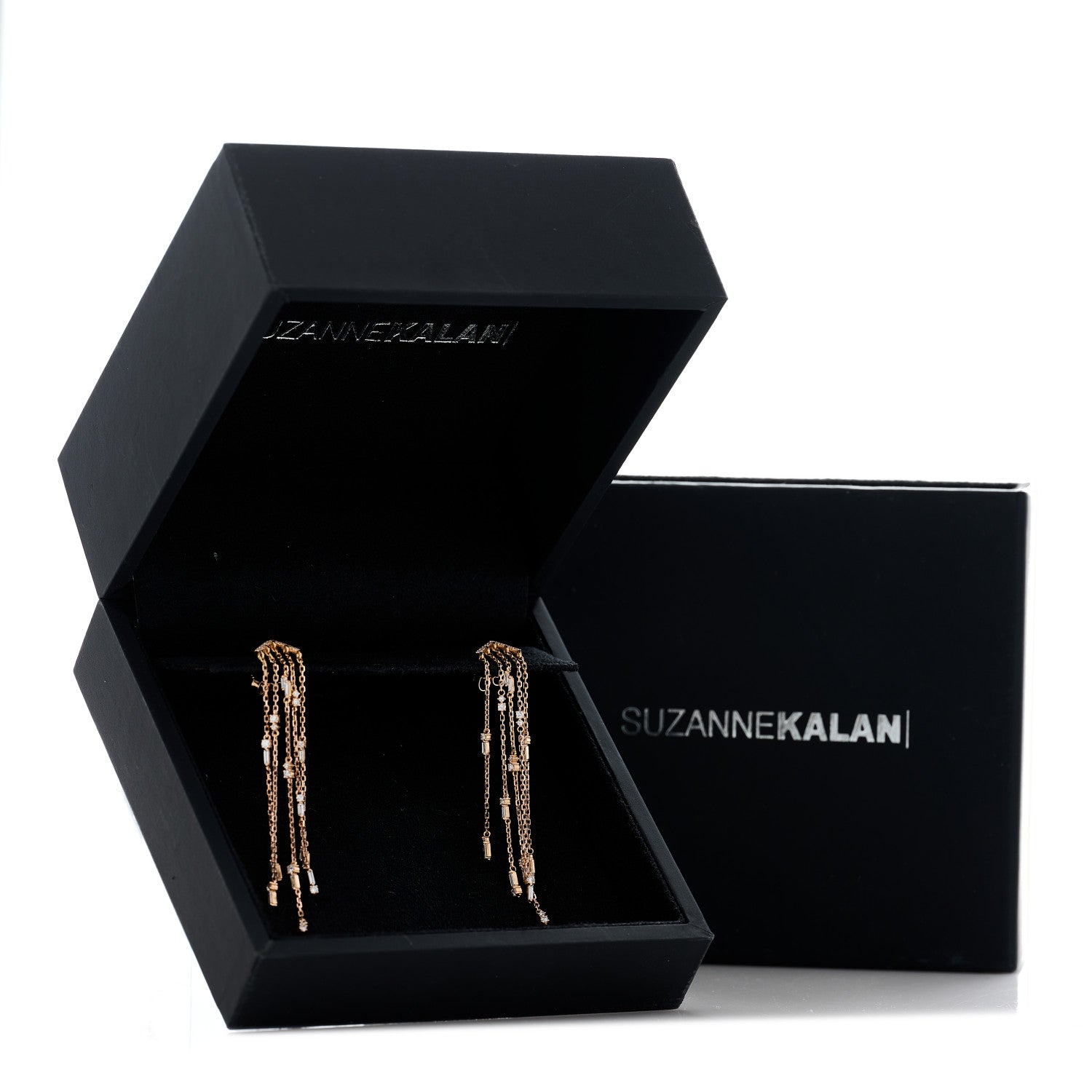 Suzanne Kalan 18K Rose Gold Diamond Fireworks Cascade Drop Earrings 5 of 5