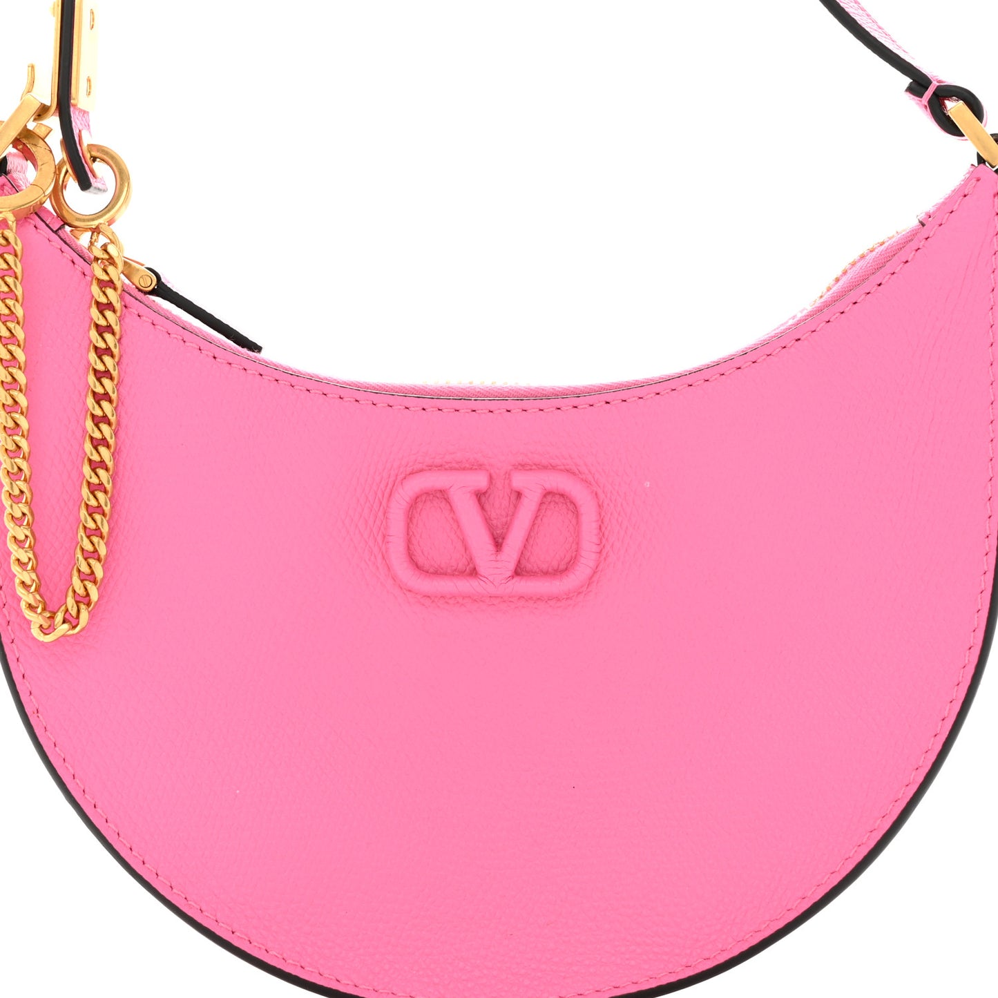 Grainy Calfskin Mini Vlogo Hobo Bag Feminine Pink