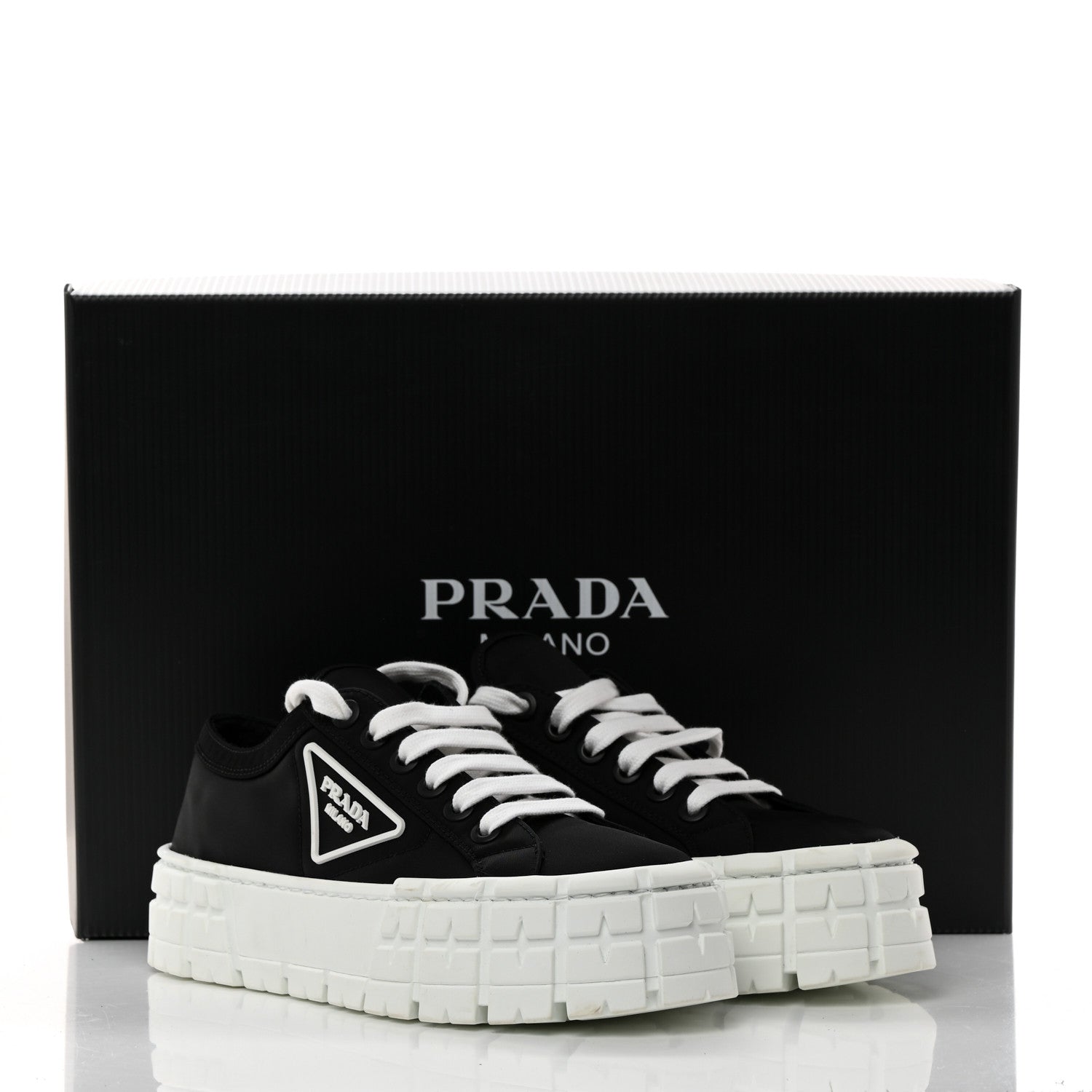 Prada Re-Nylon Gabardine Triangle Logo Double Wheel 50mm Sneakers 37.5 Black 9 of 9