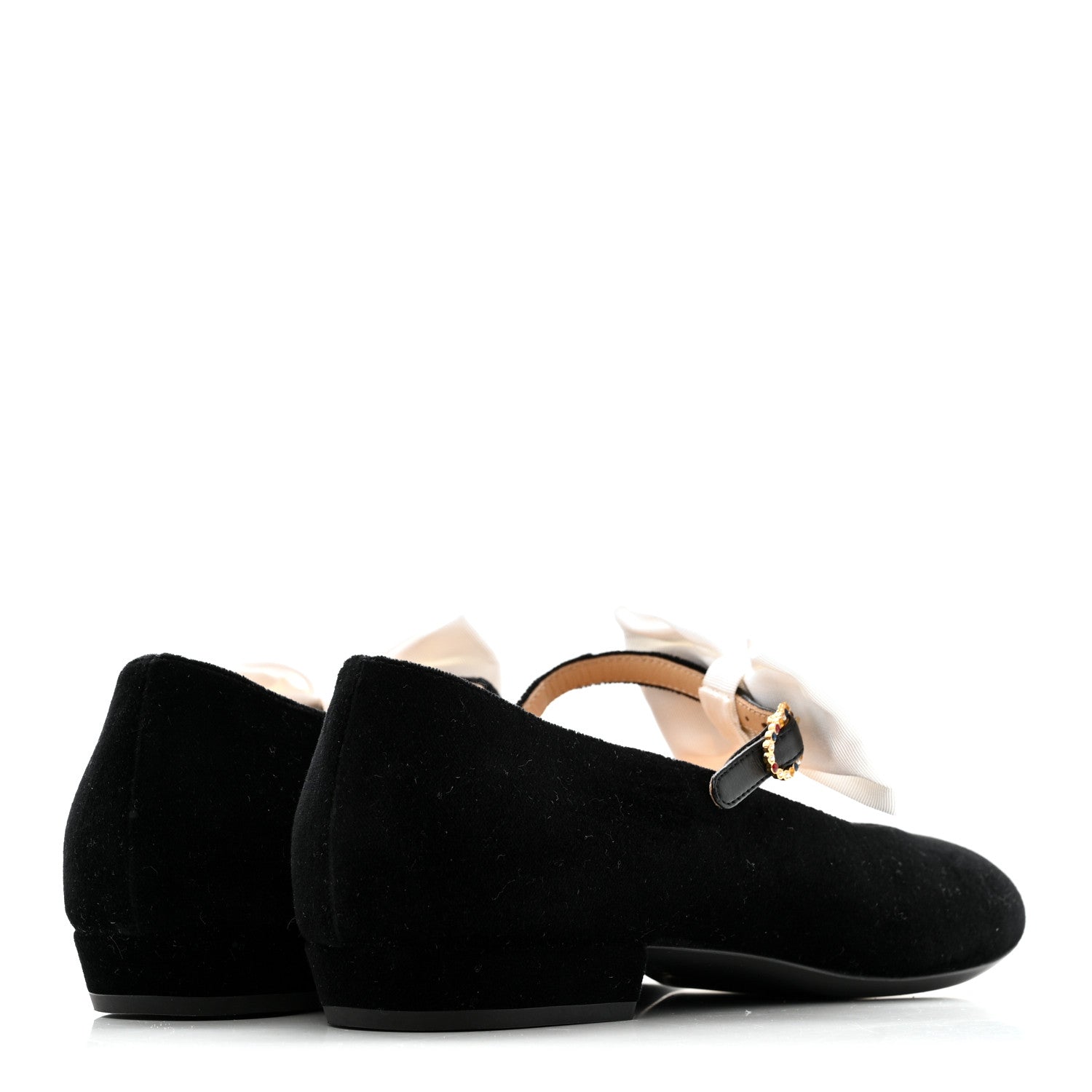 Chanel Velvet Grosgrain Bow Mary Jane Flats 38 Black White 5 of 11