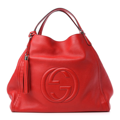 Gucci Pebbled Calfskin Large Soho Shoulder Bag Red 1 of 11
