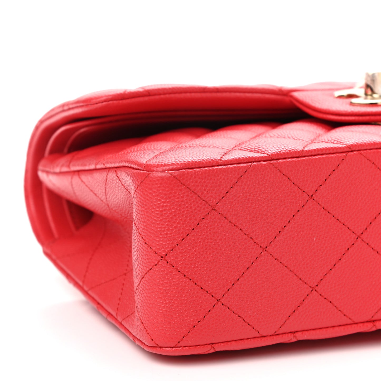 Caviar Quilted Small Double Flap Red