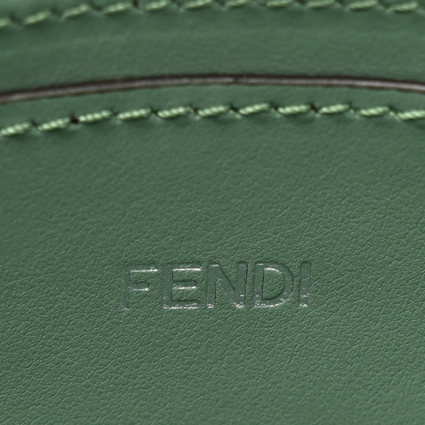 Calfskin Striped Texture FF Peekaboo I See U X Cross Satchel Green Island