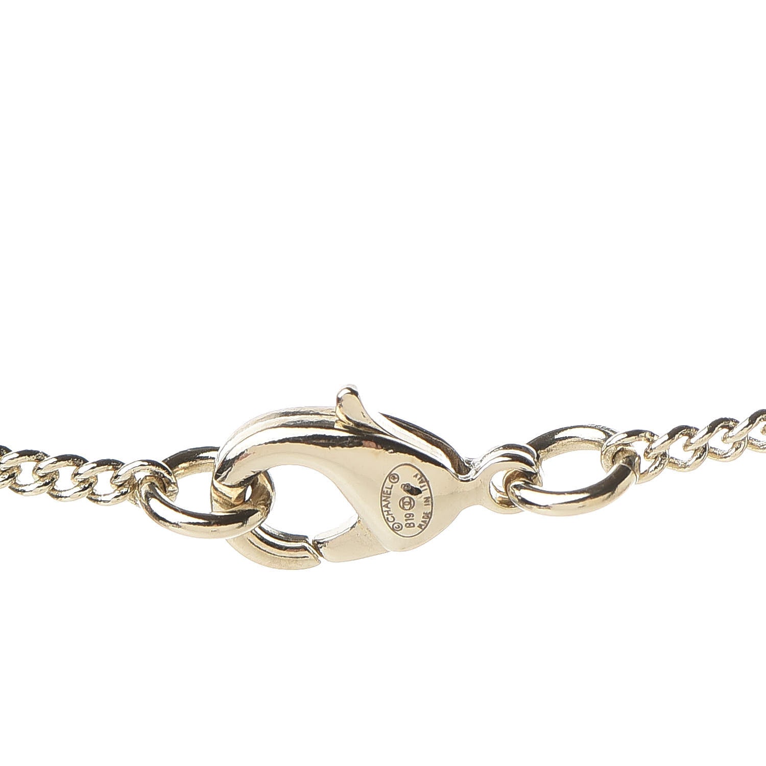 Chanel Crystal CC Pearl Drop Necklace Gold 4 of 6