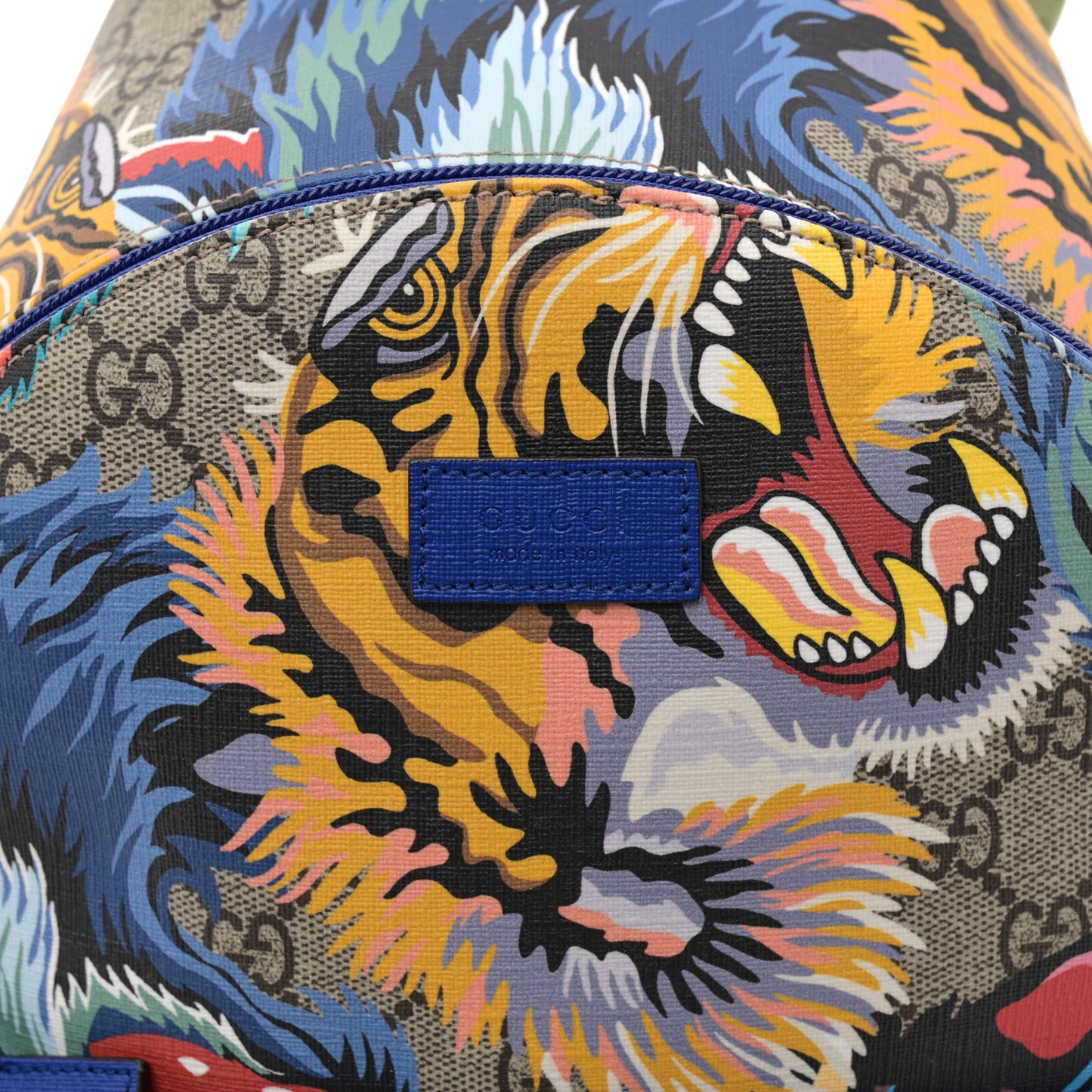 GG Supreme Monogram Animal Faces Childrens Day Backpack Beige Ebony Multicolor Electric Blue Military Fresia