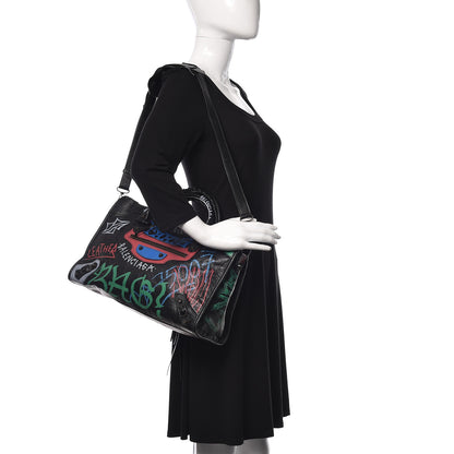 Balenciaga Agneau Graffiti All Over Classic Hardware City Black Vert Rouge 2 of 12