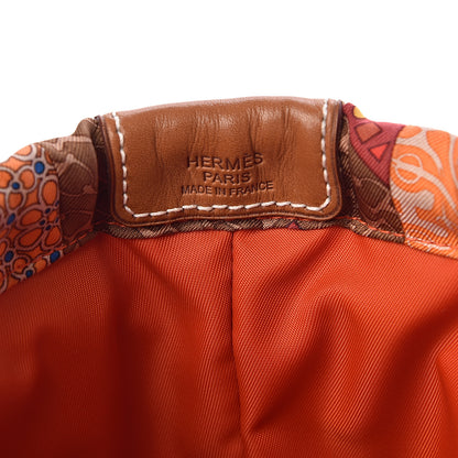 Hermes Silk Barenia Carre en Cravates Fourbi 20 PM Pouch Flamingo Pink Deer Brown 8 of 10
