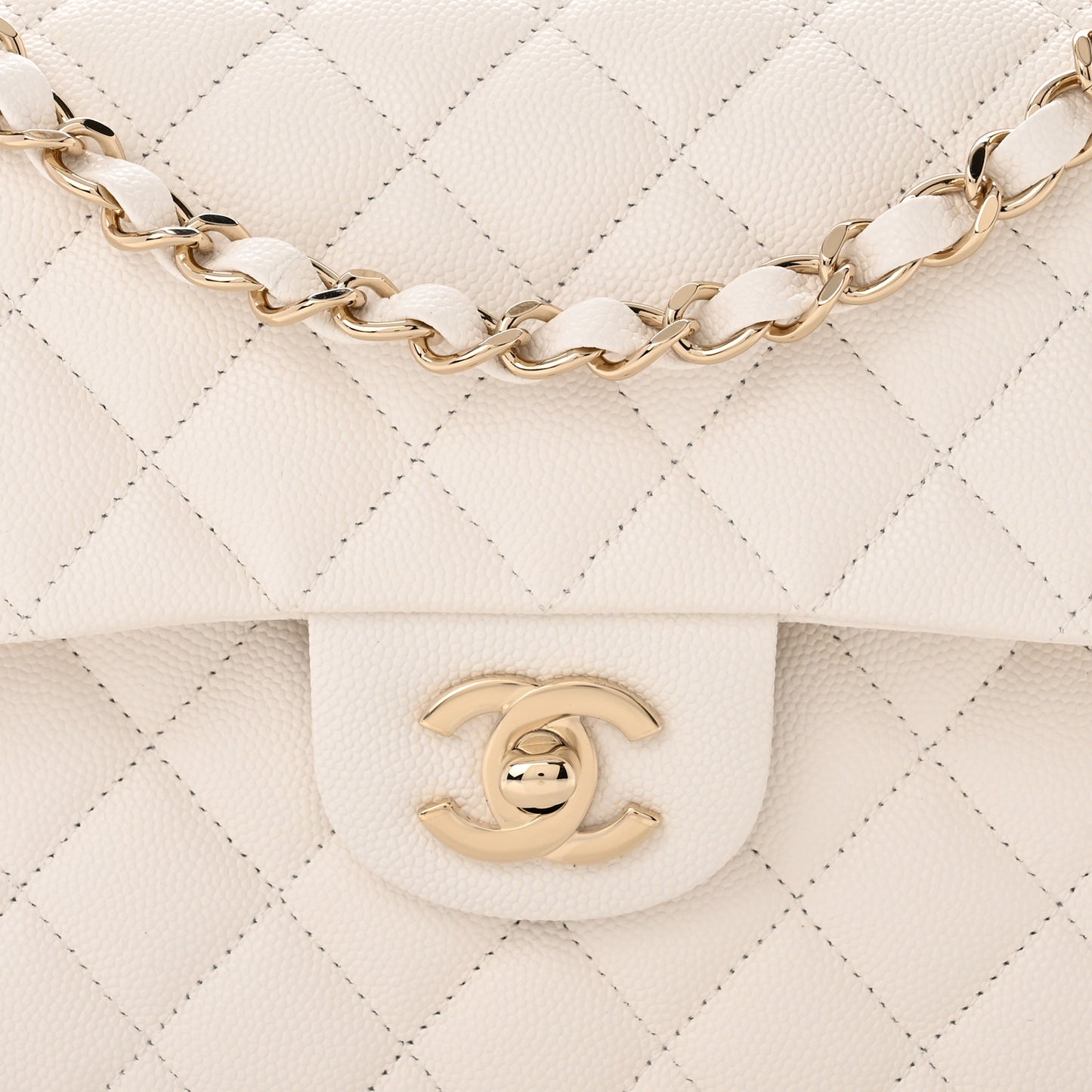 Caviar Quilted Small Double Flap White