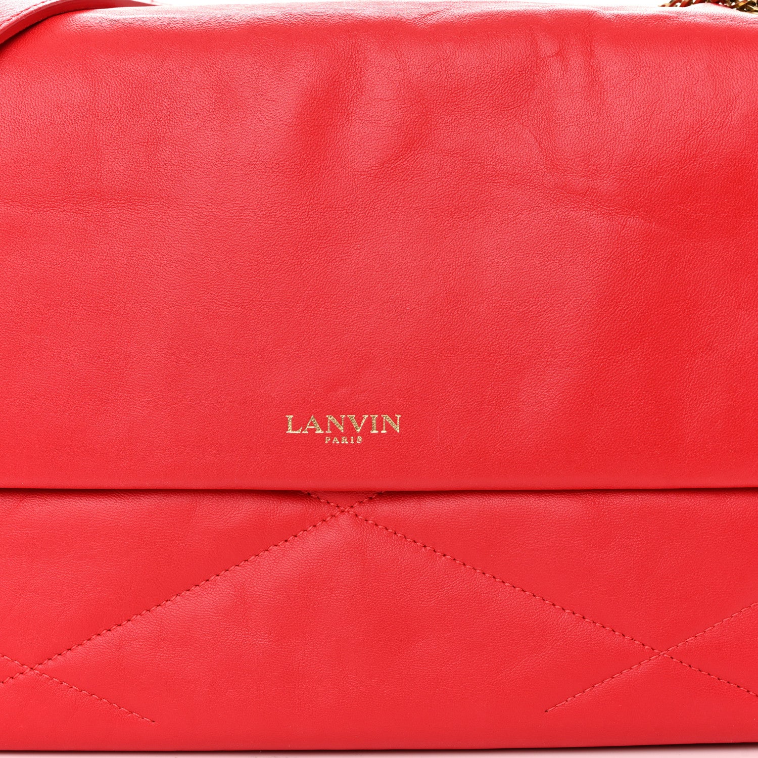 Lanvin Lambskin Quilted Medium Sugar Flap Shoulder Bag Raspberry 8 of 10