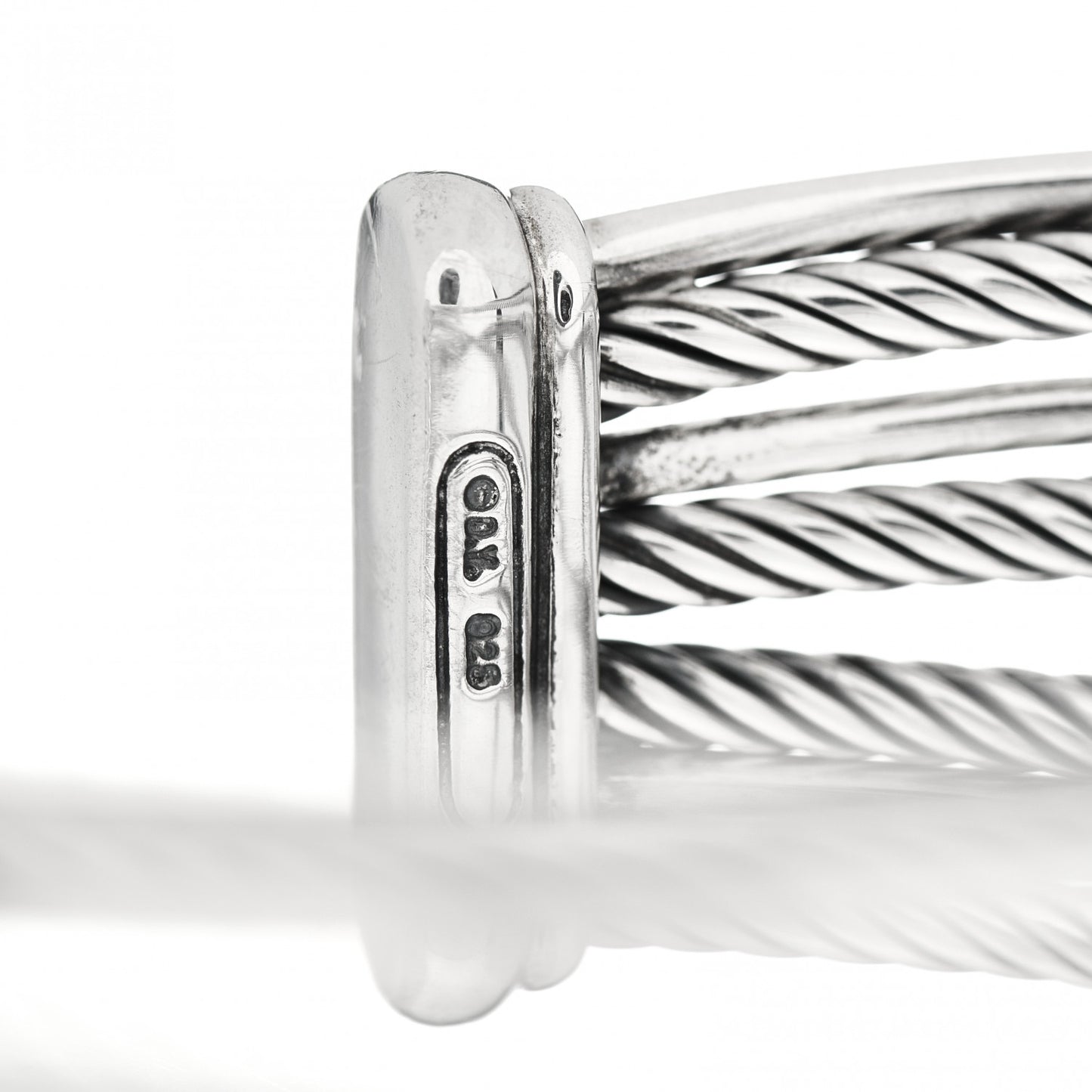 Sterling Silver Diamond Crossover Four Row Cuff Bracelet