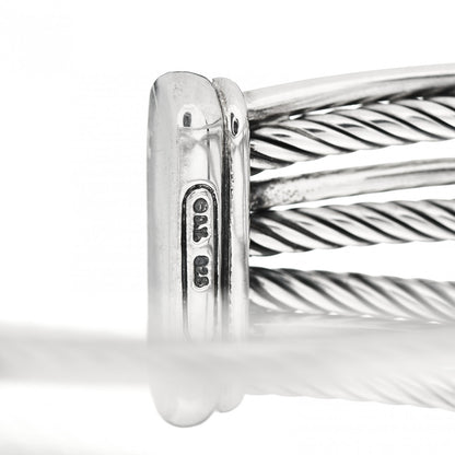 David Yurman Sterling Silver Diamond Crossover Four Row Cuff Bracelet 4 of 5