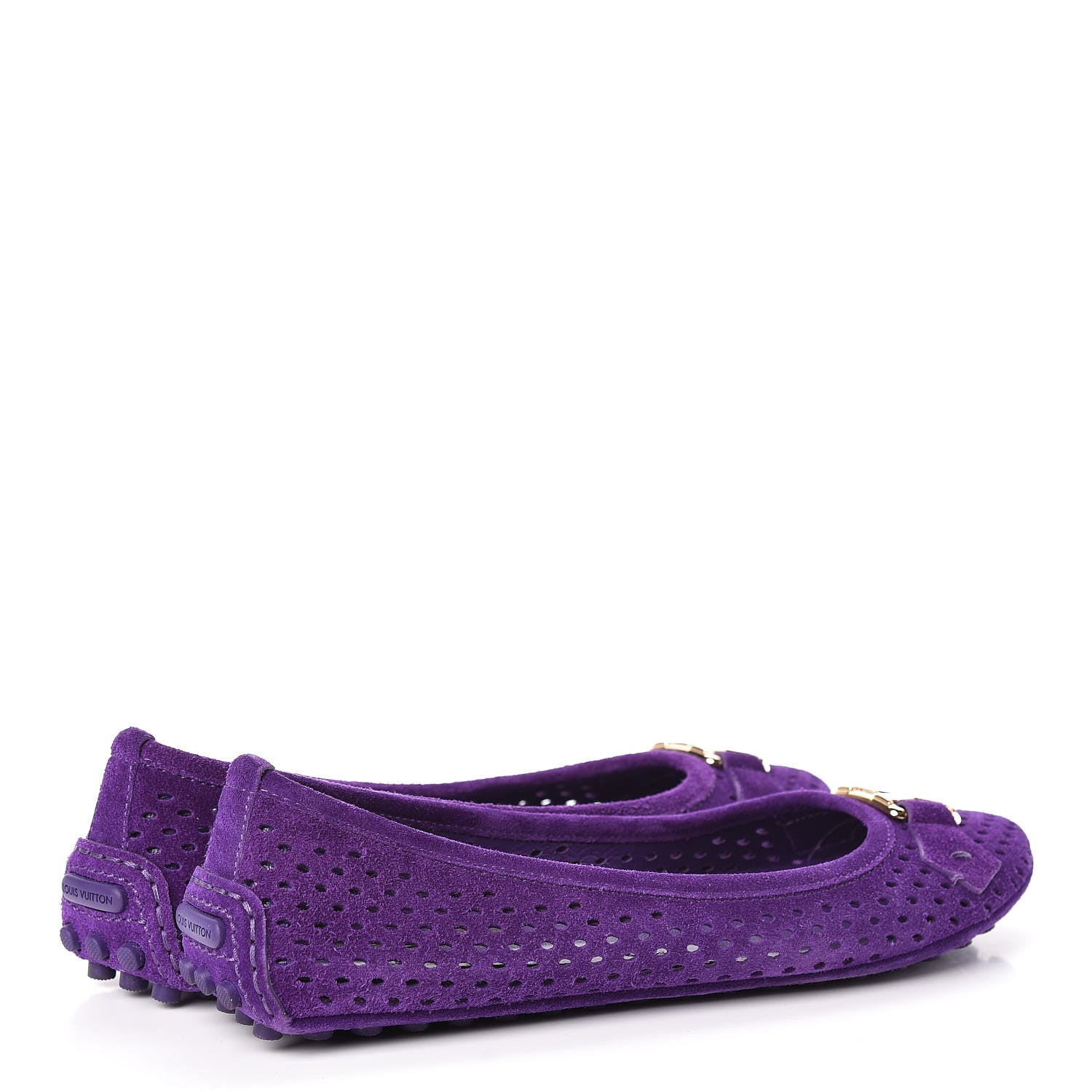 Louis Vuitton Suede Perforated Oxford Ballerina Flats 36 Violet 4 of 12