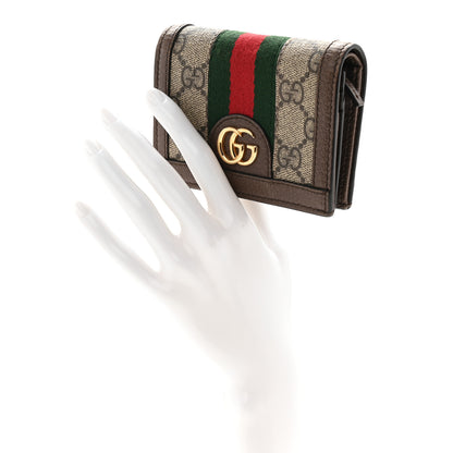 Gucci GG Supreme Monogram Web Ophidia Card Case Beige New Acero 2 of 8