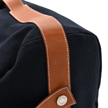 Hermes Toile Goeland Idro Calfskin Odyssee Terre Duffle Bag Bleu Marine Gold 13 of 13