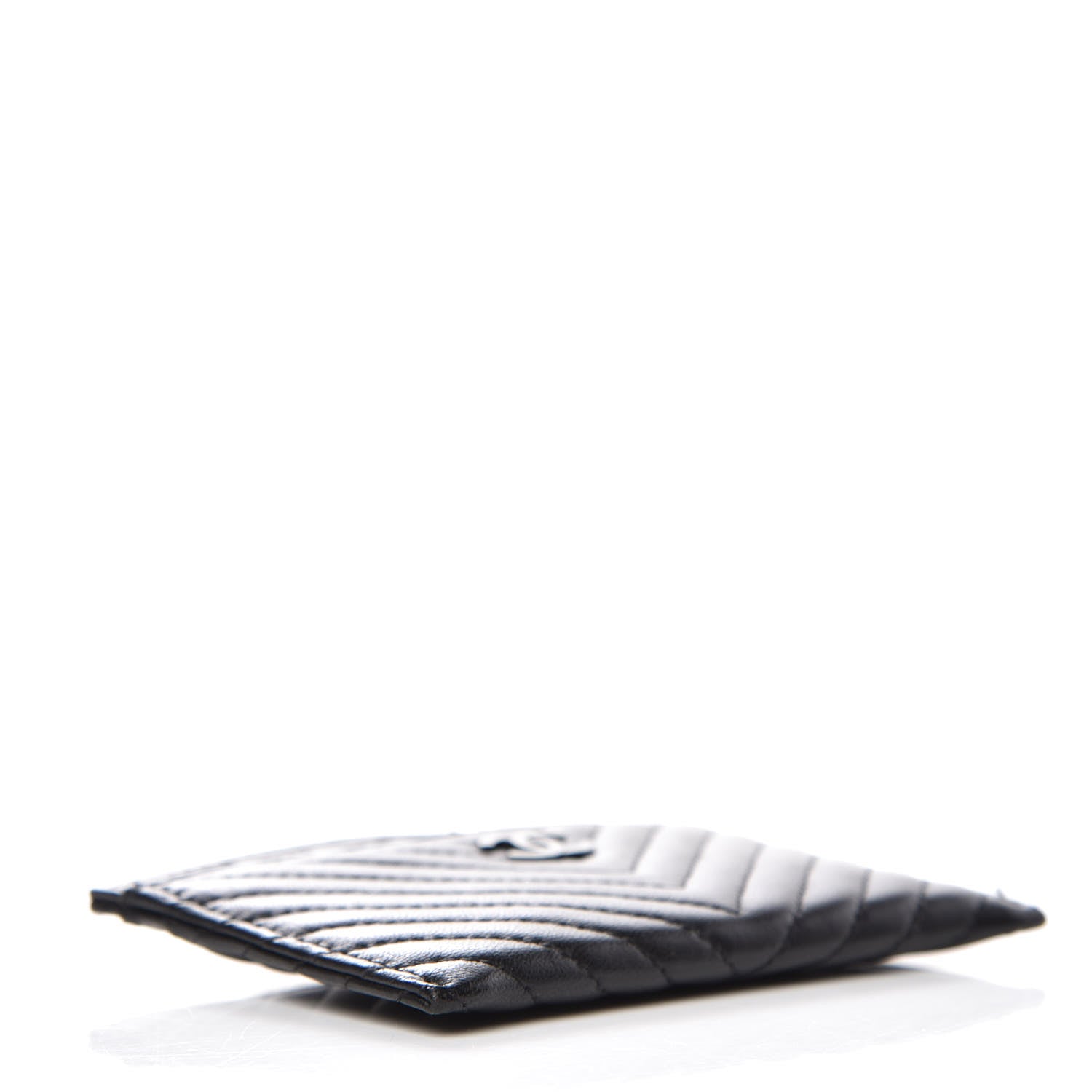 Chanel Lambskin Chevron Quilted Card Holder Black 4 of 11