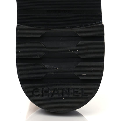 Chanel Lambskin Calfskin Quilted Lace Up Combat Boots 36 Beige Black 6 of 8