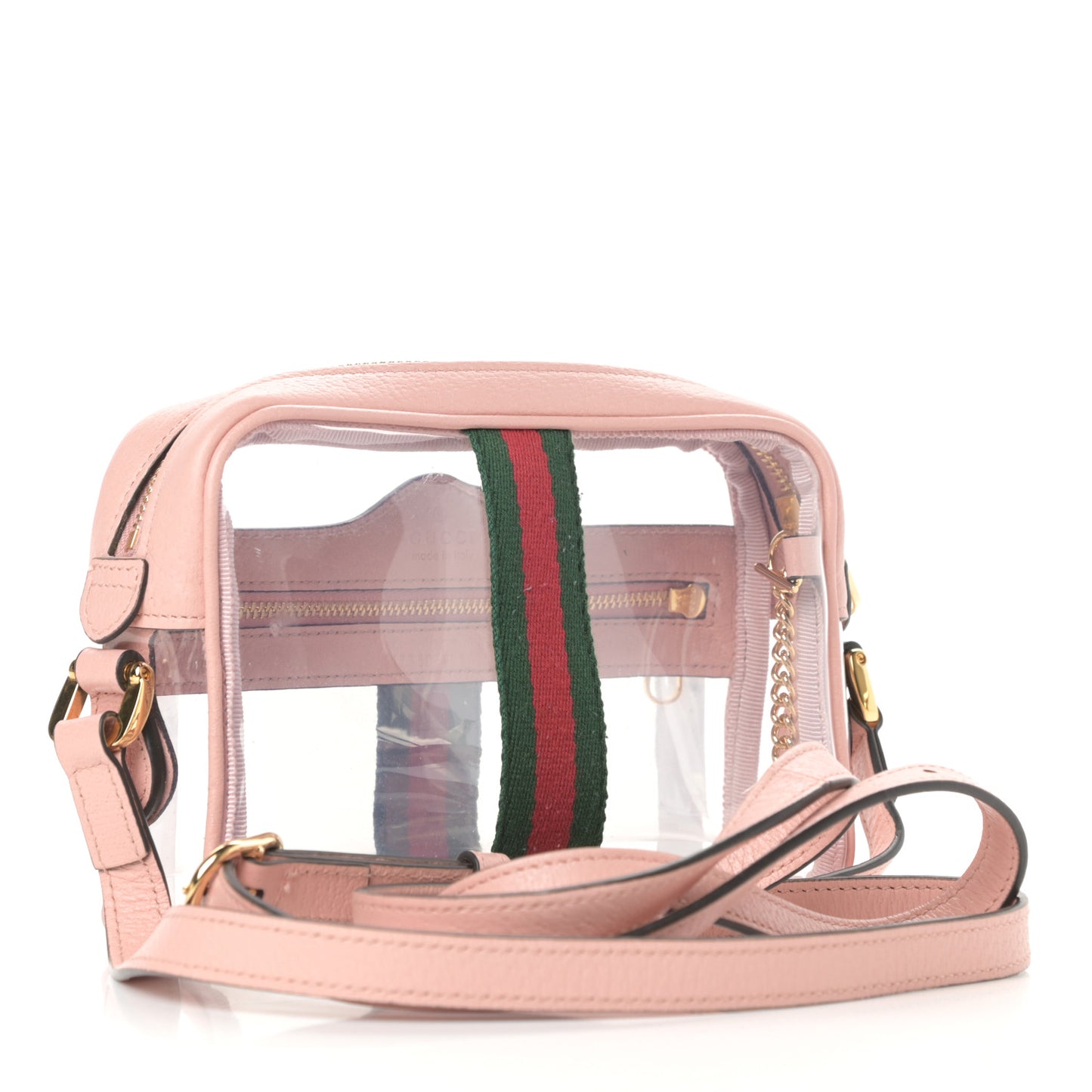 Vinyl Web Mini Ophidia Transparent Shoulder Bag Perfect Pink