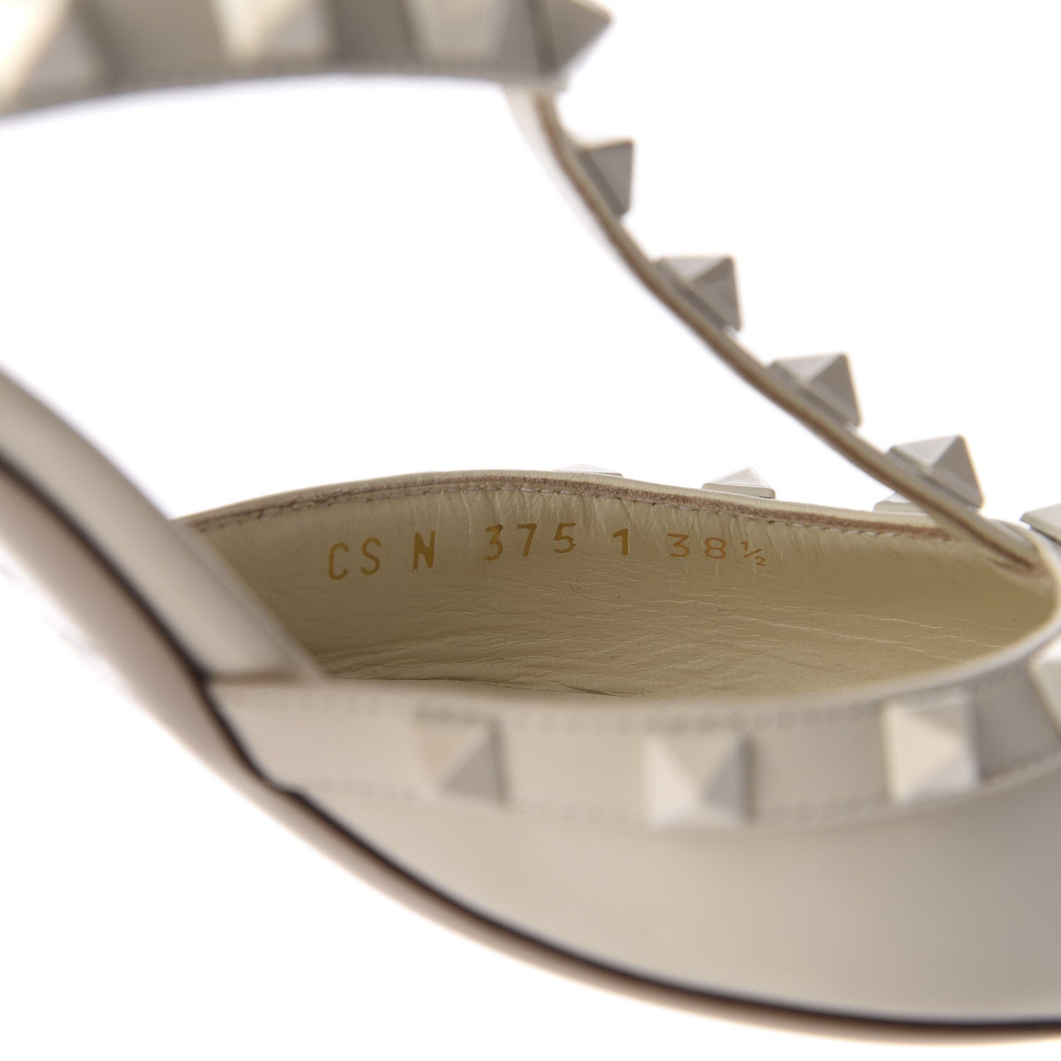 Valentino Garavani Calfskin Lacquered Monochrome Rockstud Ankle Strap 65mm Pumps 38.5 Ivory 9 of 13