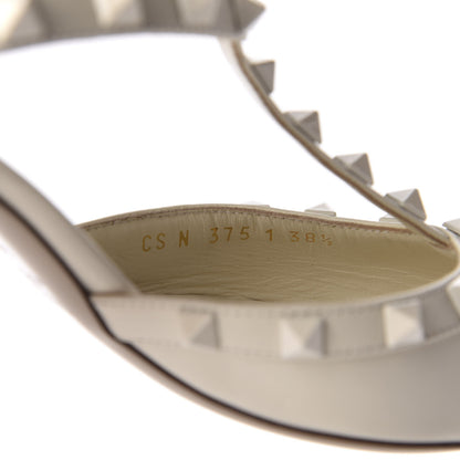 Valentino Garavani Calfskin Lacquered Monochrome Rockstud Ankle Strap 65mm Pumps 38.5 Ivory 9 of 13