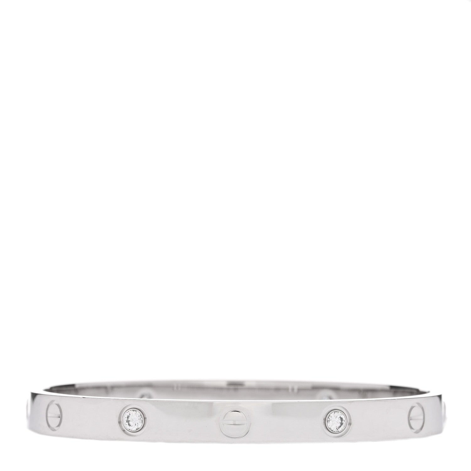 Cartier 18K White Gold 4 Diamond LOVE Bracelet 17 2 of 6