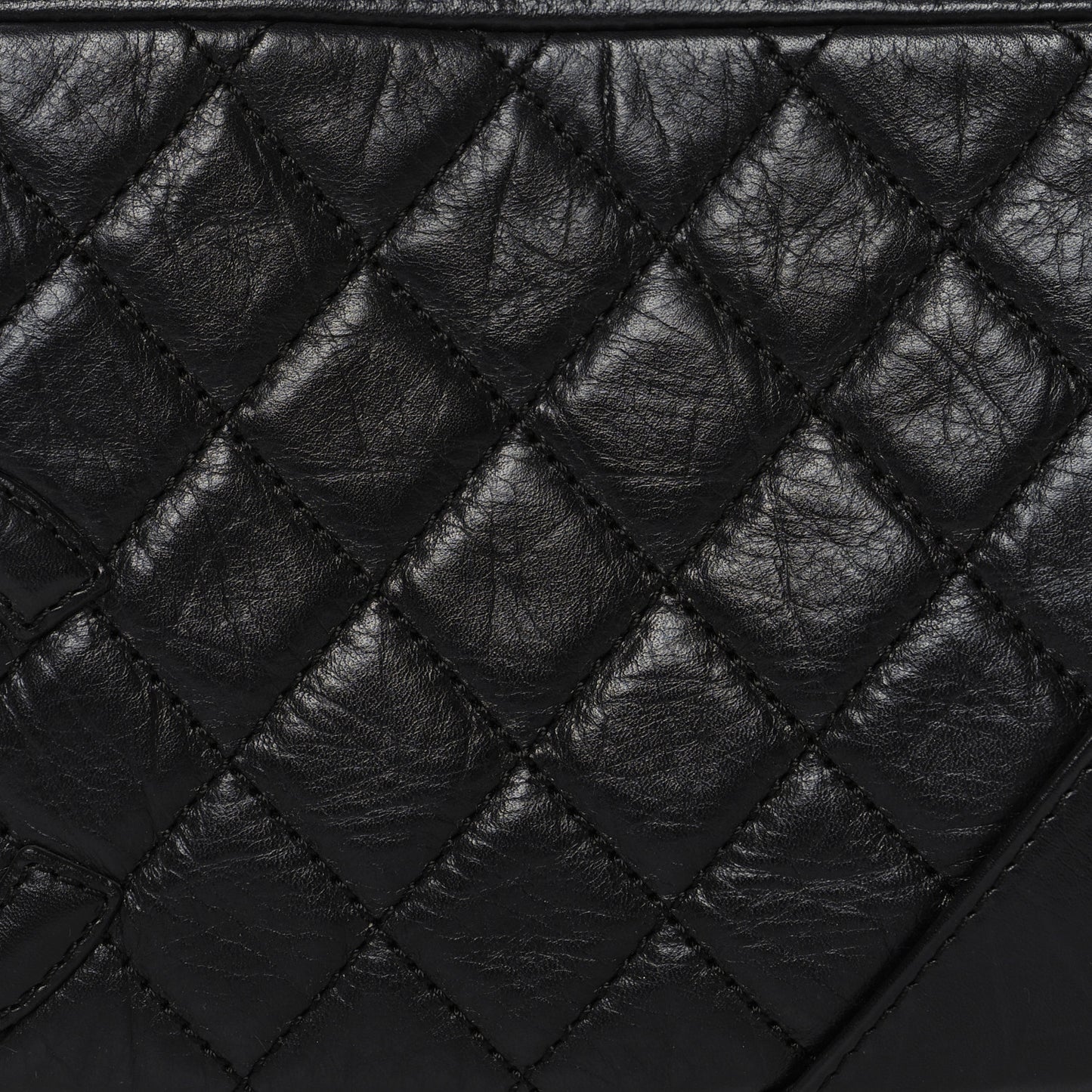 Aged Calfskin Quilted Cotton Club Pochette Black