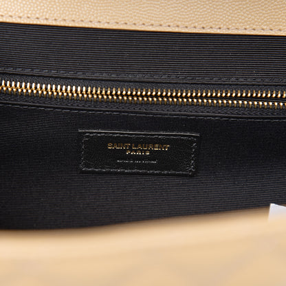 Saint Laurent Grain De Poudre Mixed Matelasse Large Triquilt Monogram Satchel Nude Powder 6 of 9