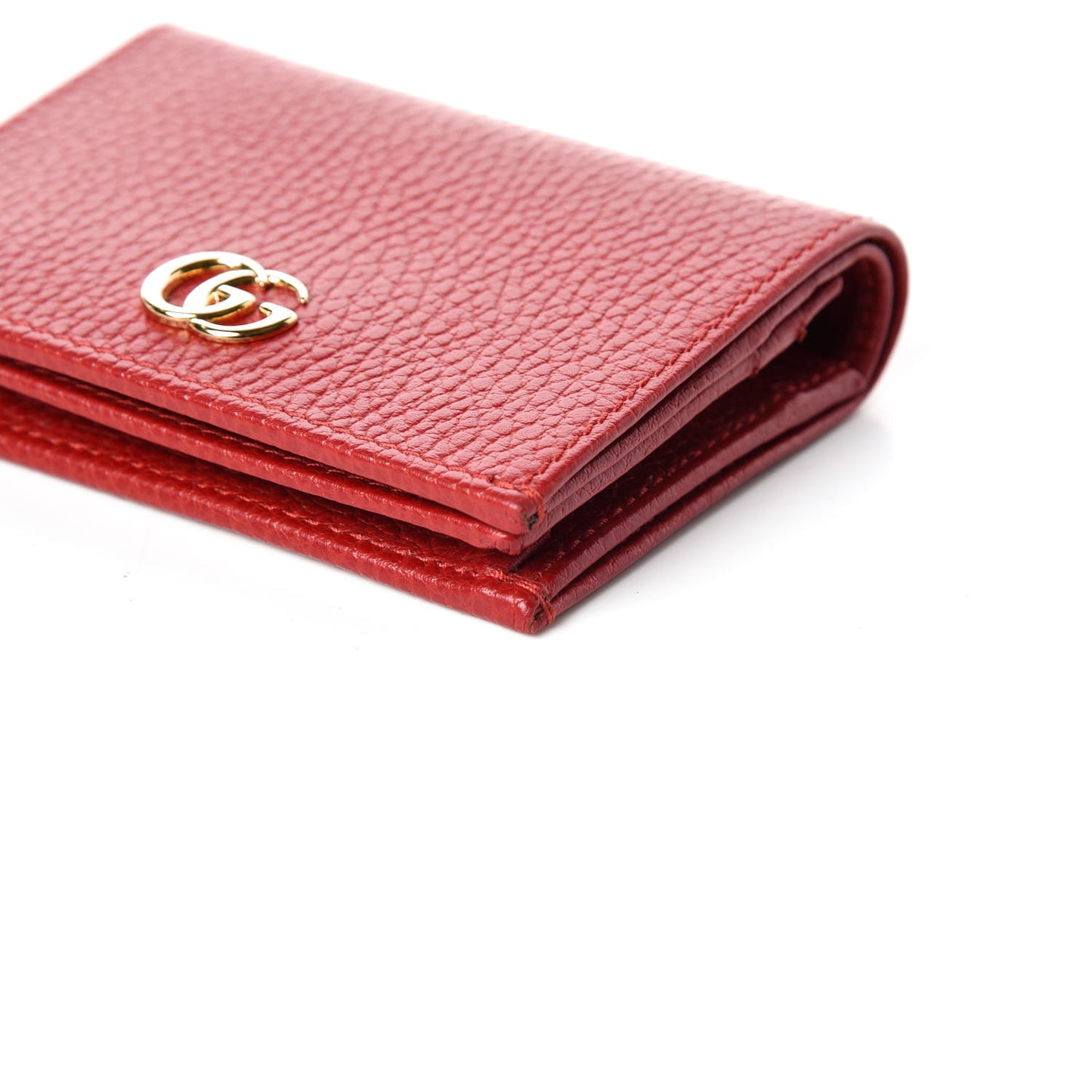 Pebbled Calfskin GG Marmont Card Case Hibiscus Red