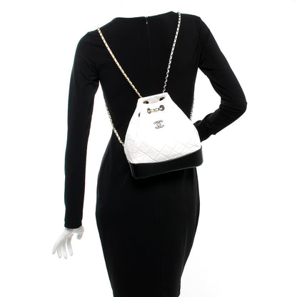 Chanel Aged Calfskin Quilted Small Gabrielle Backpack Black White 2 of 8