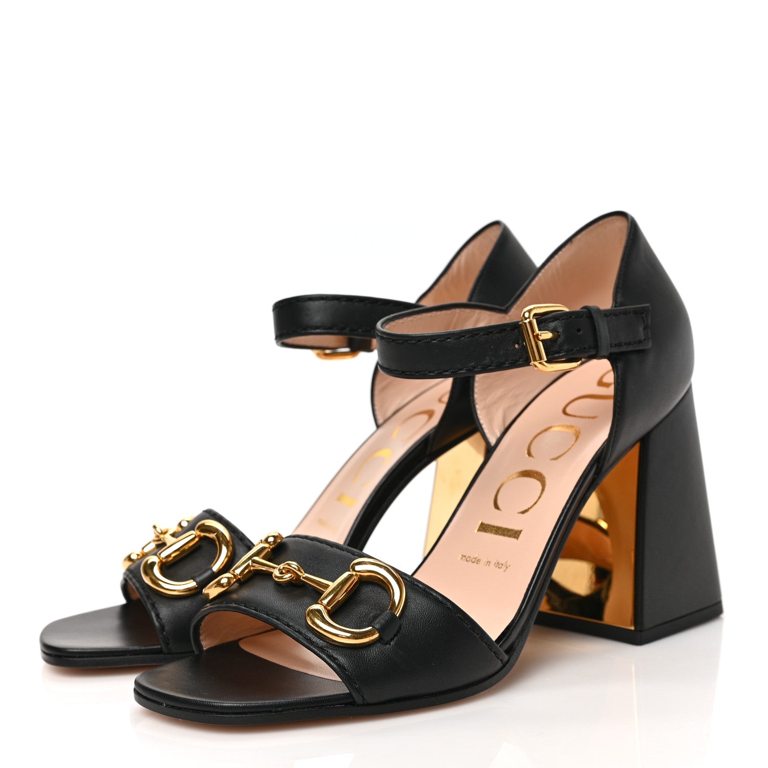Gucci Nappa Horsebit Cross Strap 95mm Sandals 38 Black 3 of 8